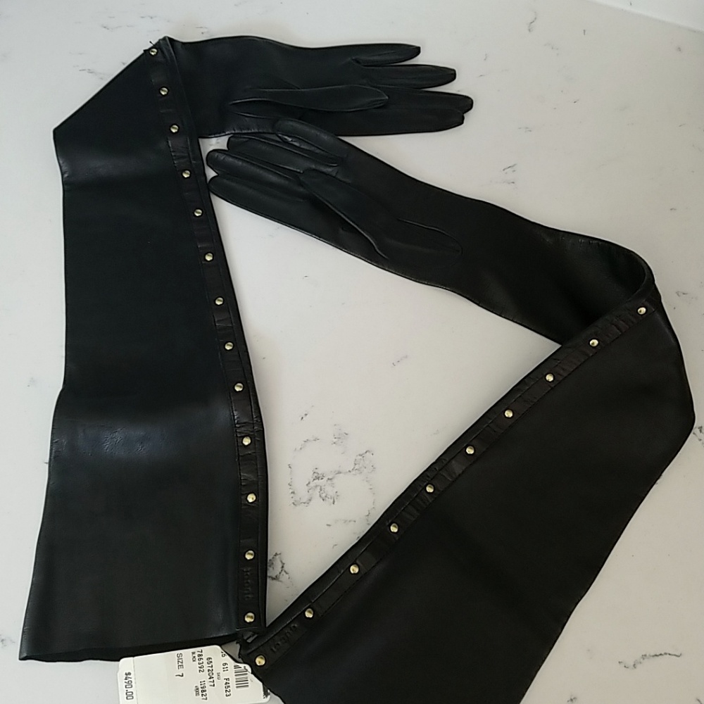 Gucci leather long gloves